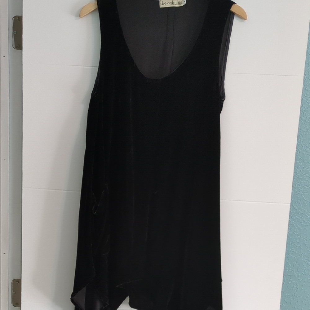 The Ophilus Y2K velvet sleeveless asymmetrical lagenlook boho made in USA Tunic